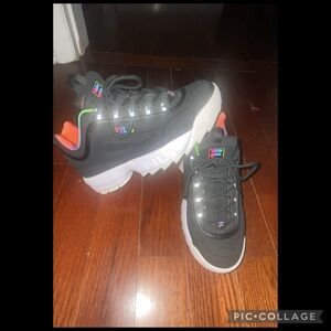 Fila Black Sneakers with Rainbow Accents